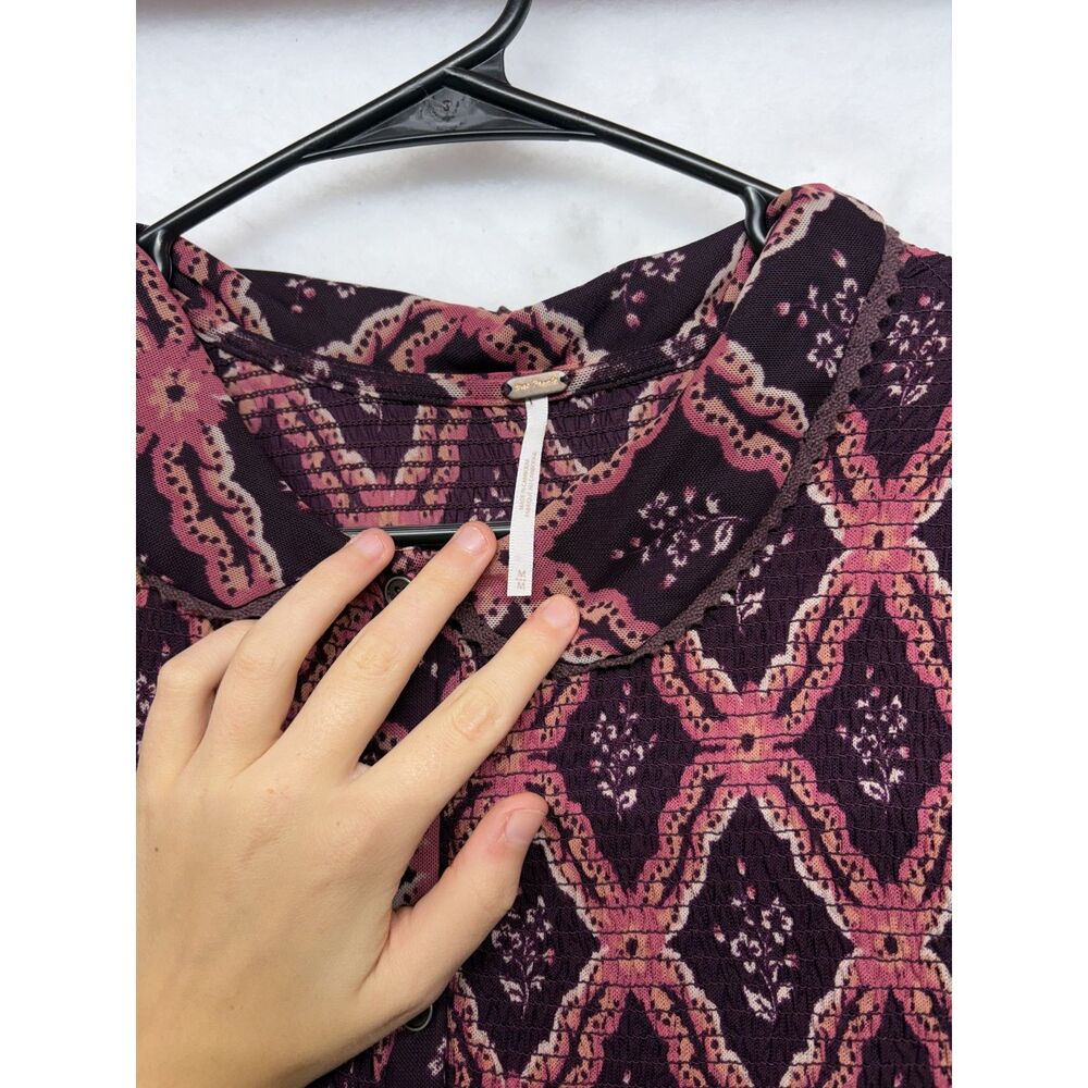 Free People Caught A Feeling Cardi button cardigan with smocked detailing medium - Picture 5 of 5